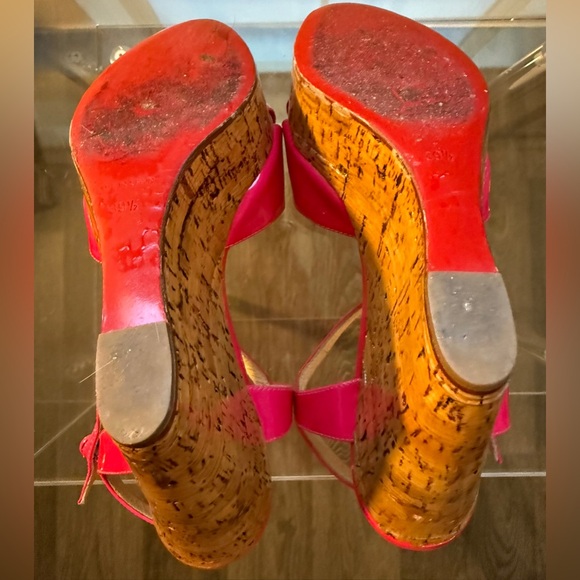 Christian Louboutin Hot Pink Patent Wedges - Picture 4 of 5